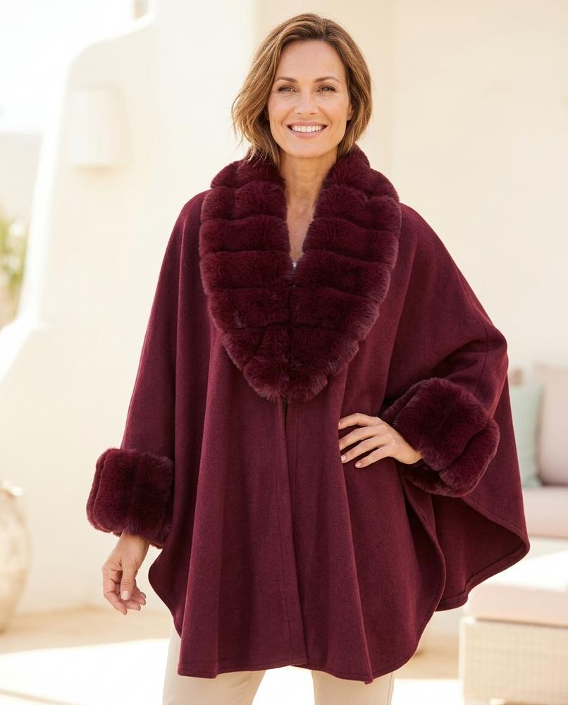 ExpressOutlet24 - Kafal | Faux-Fur Trim Oversized Coat Women