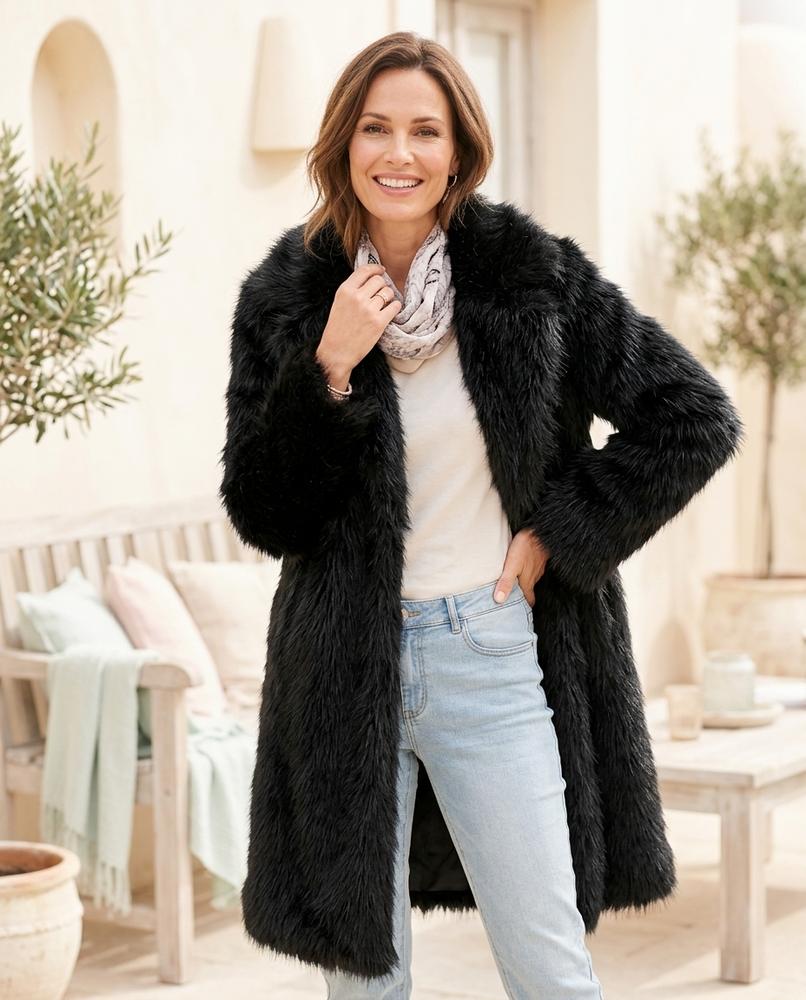 ExpressOutlet24 - Corum | Faux-Fur Knee-Length Coat Women