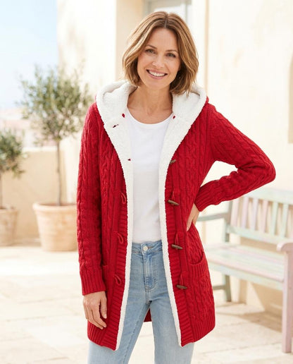 ExpressOutlet24 - Terid | Sherpa-Lined Cable-Knit Knit Cardigan Women