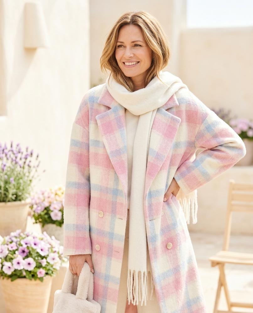 ExpressOutlet24 - Eihuv | Plaid Double-Breasted Coat Women