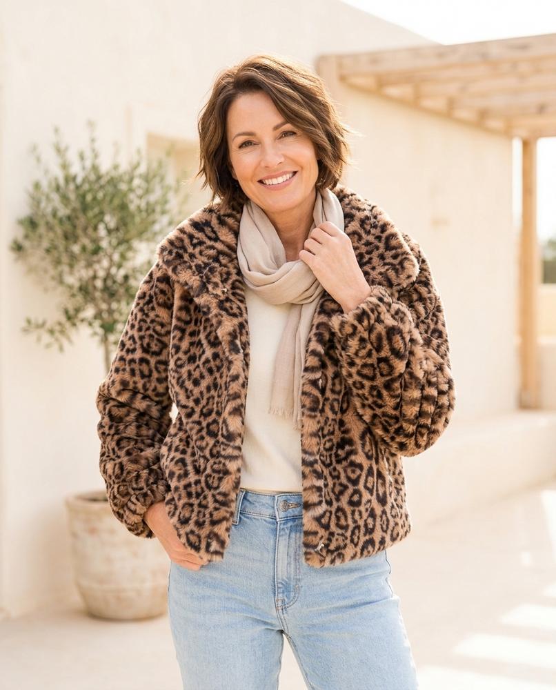 ExpressOutlet24 - Munes | Leopard Print Faux Fur Jacket Women