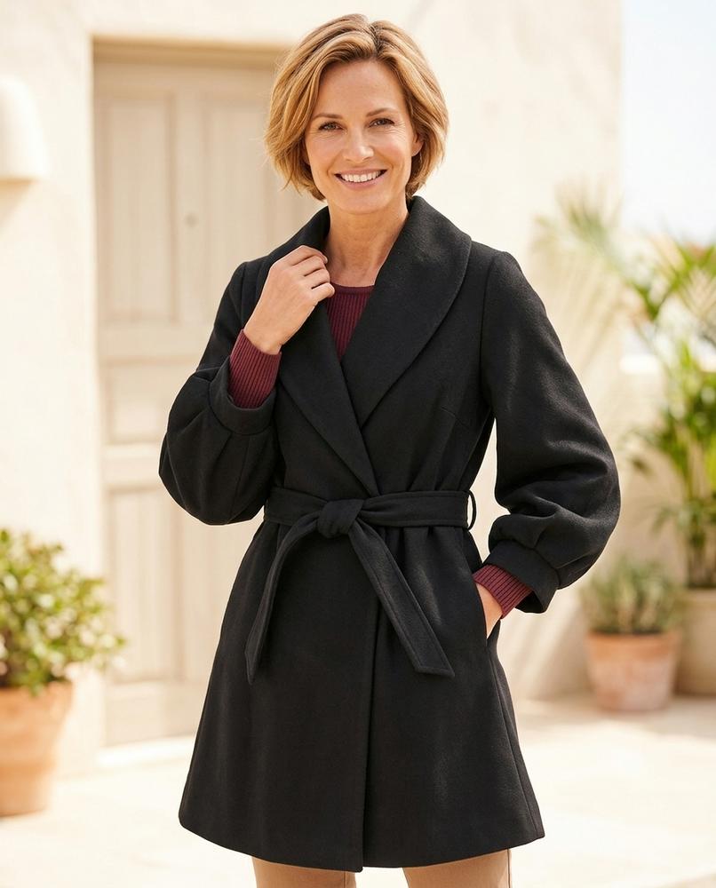 ExpressOutlet24 - Zinam | Belted Shawl Collar Coat Women