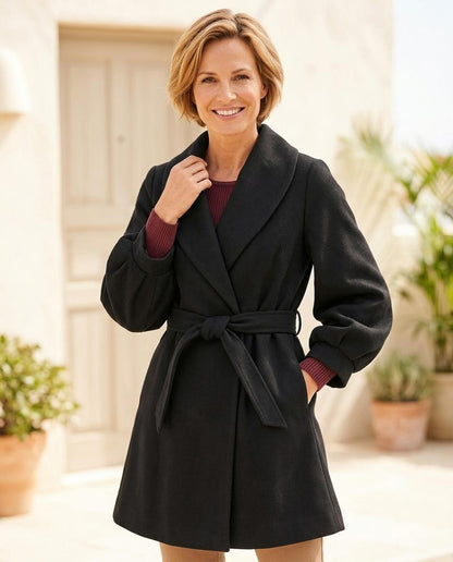ExpressOutlet24 - Zinam | Belted Shawl Collar Coat Women