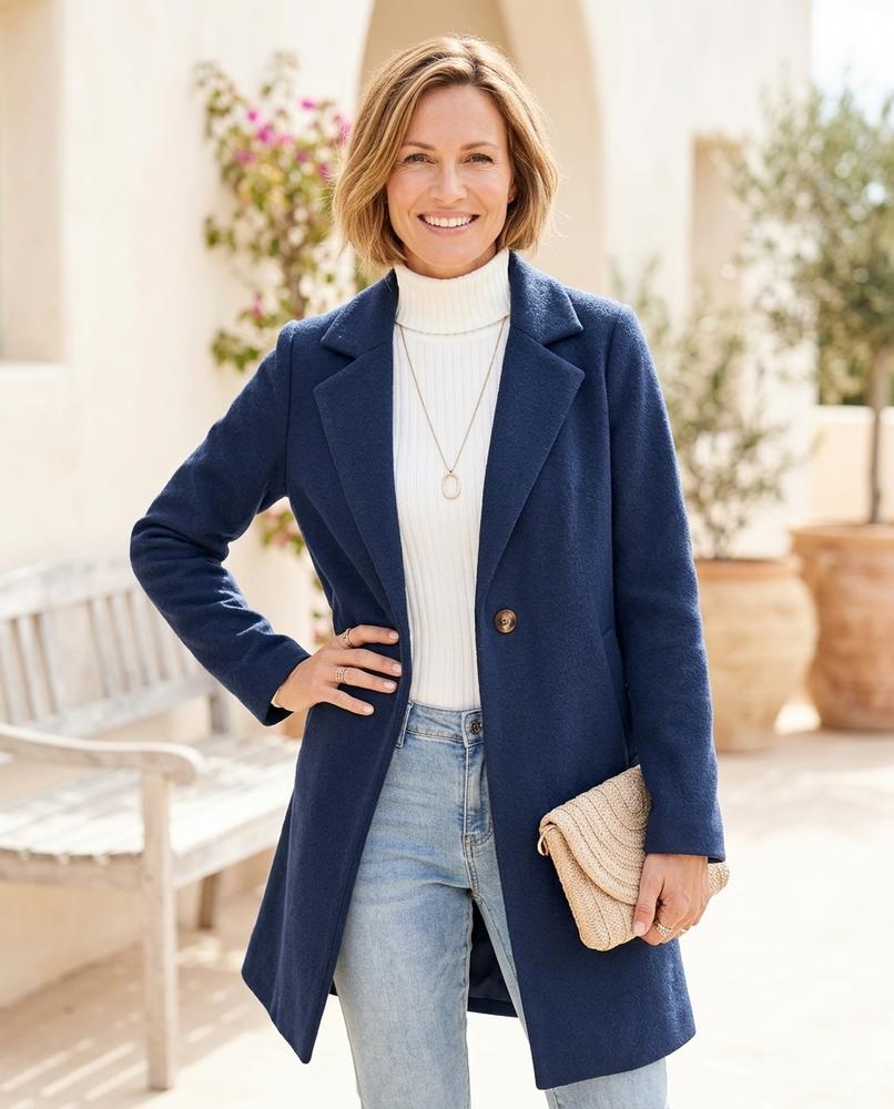 ExpressOutlet24 - Nehom | Single-Button Notched Lapel Coat Women