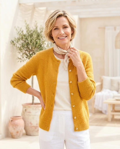 ExpressOutlet24 - Detar | Waffle-Knit Collared Knit Cardigan Women