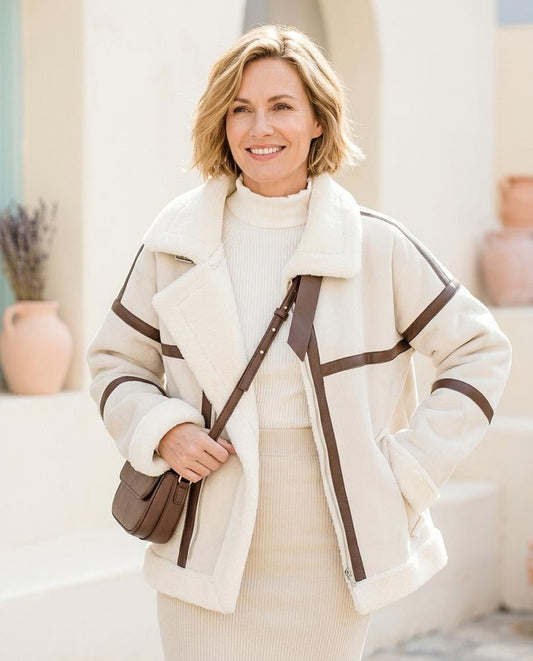 ExpressOutlet24 - Cuser | Shearling-Lined Contrast-Trim Jacket Women