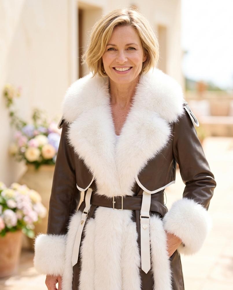 ExpressOutlet24 - Damud | Belted Faux Fur-Trimmed Coat Women