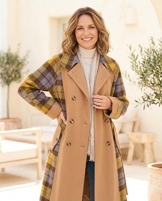 ExpressOutlet24 - Rupet | Double-Breasted Plaid-Paneled Coat Women