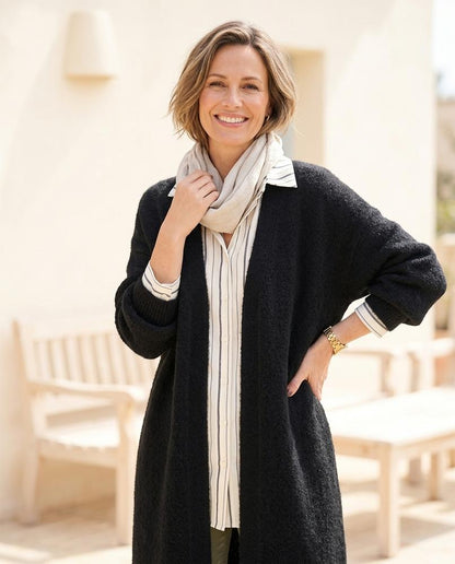 ExpressOutlet24 - Zatel | Open-Front Longline Knit Cardigan Women