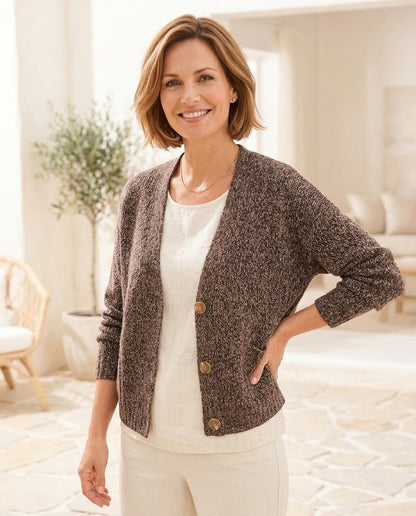 ExpressOutlet24 - Ligit | Marled Button-Front Knit Cardigan Women