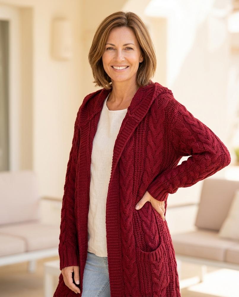ExpressOutlet24 - Cobam | Cable Knit Hooded Knit Cardigan Women
