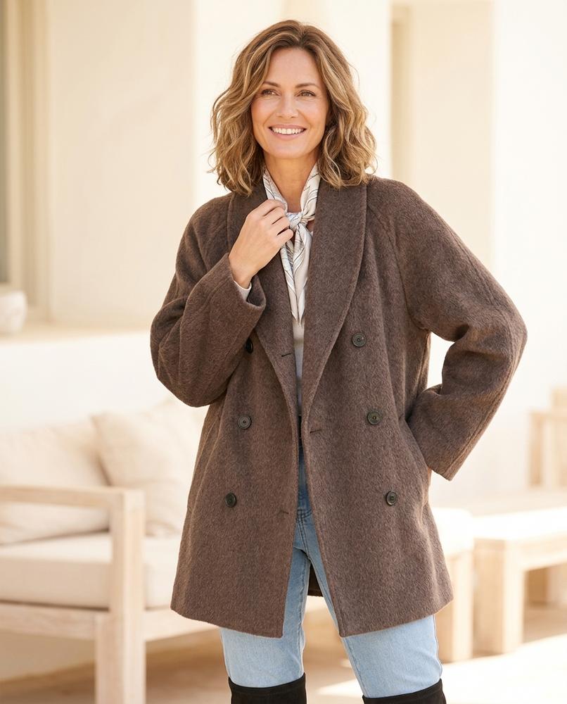 ExpressOutlet24 - Manun | Double-Breasted Textured Coat Women