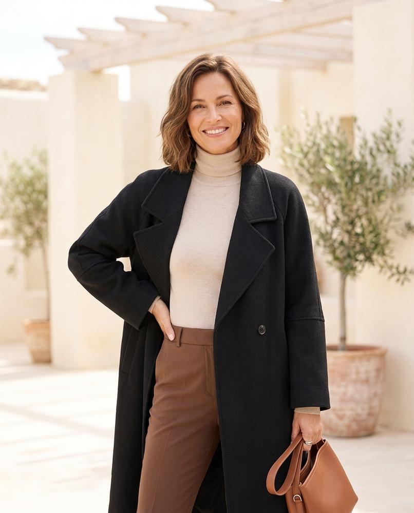 ExpressOutlet24 - Lusar | Open-Front Notched Lapel Coat Women