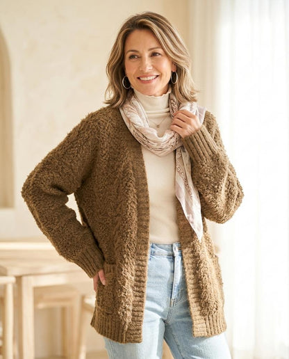 ExpressOutlet24 - Mezad | Textured Open-Front Knit Cardigan Women