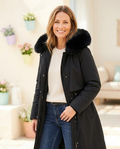 ExpressOutlet24 - Dolet | Hooded Fur-Trimmed Coat Women
