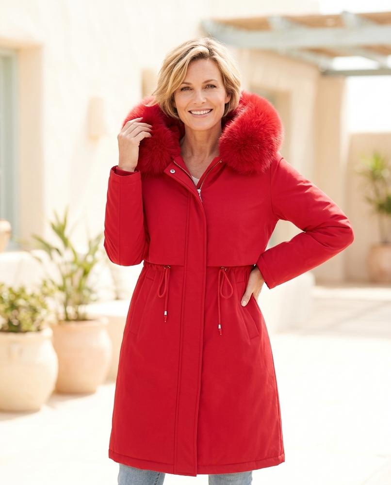 ExpressOutlet24 - Dolet | Hooded Fur-Trimmed Coat Women