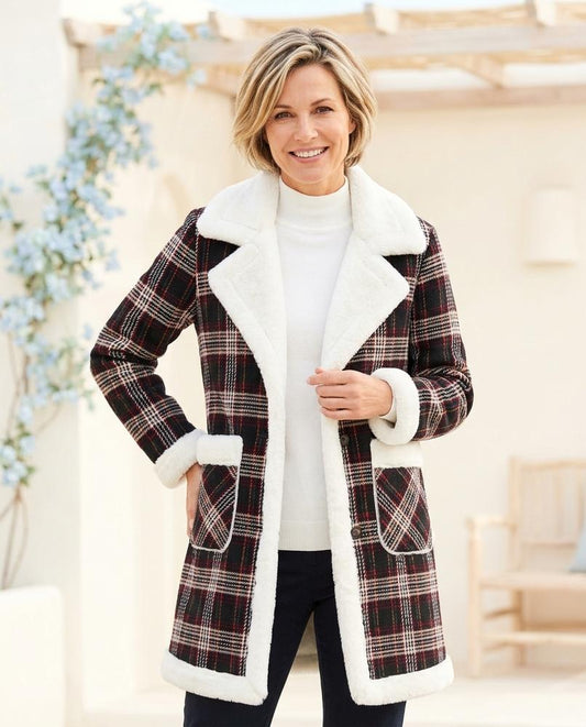 ExpressOutlet24 - Sewam | Plaid Fleece-Lined Coat Women