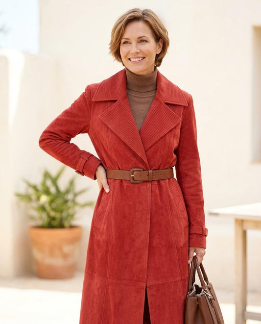 ExpressOutlet24 - Mozot | Suede Belted Coat Women