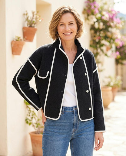ExpressOutlet24 - Kukok | Textured Contrast-Trim Jacket Women