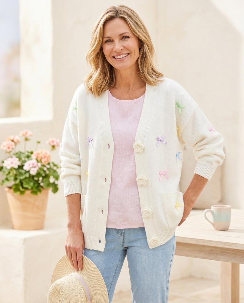 ExpressOutlet24 - Lubok | Embellished V-Neck Knit Cardigan Women