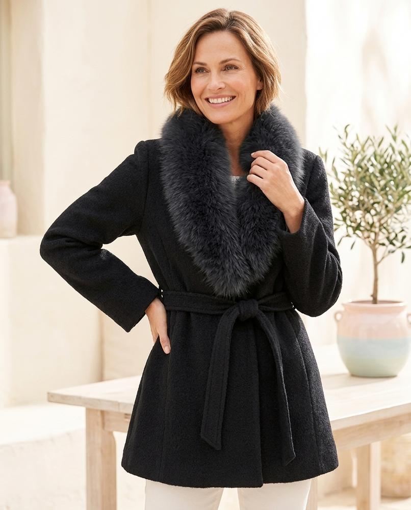 ExpressOutlet24 - Yaged | Belted Fur-Collar Coat Women