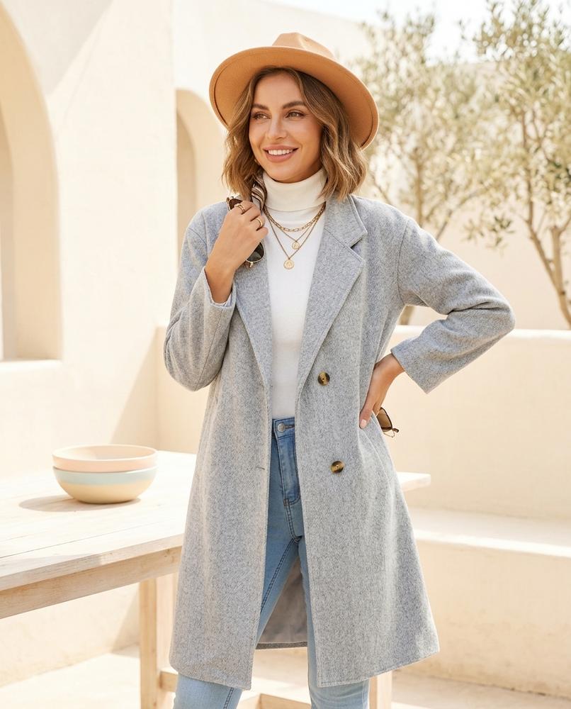ExpressOutlet24 - Eahor | Heathered Single-Breasted Coat Women