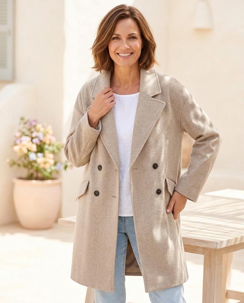 ExpressOutlet24 - Libum | Double-Breasted Notched Lapel Coat Women