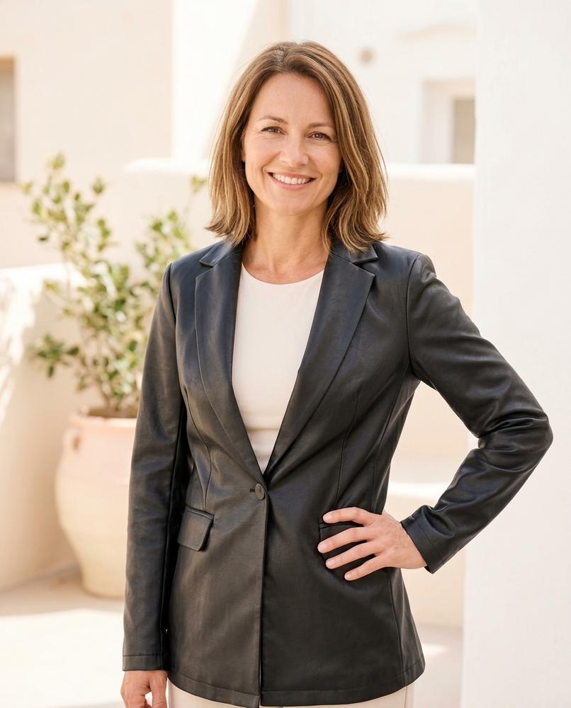 ExpressOutlet24 - Zemit | Single-Breasted Faux Leather Blazer Women