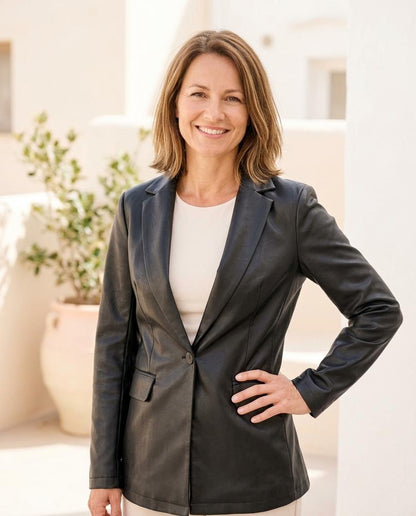ExpressOutlet24 - Zemit | Single-Breasted Faux Leather Blazer Women