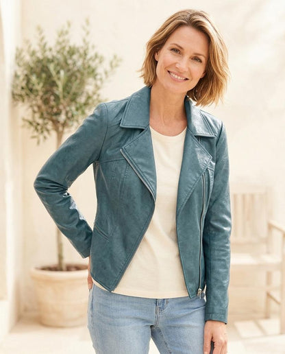 ExpressOutlet24 - Suzak | Asymmetrical Tailored Leather Jacket Women