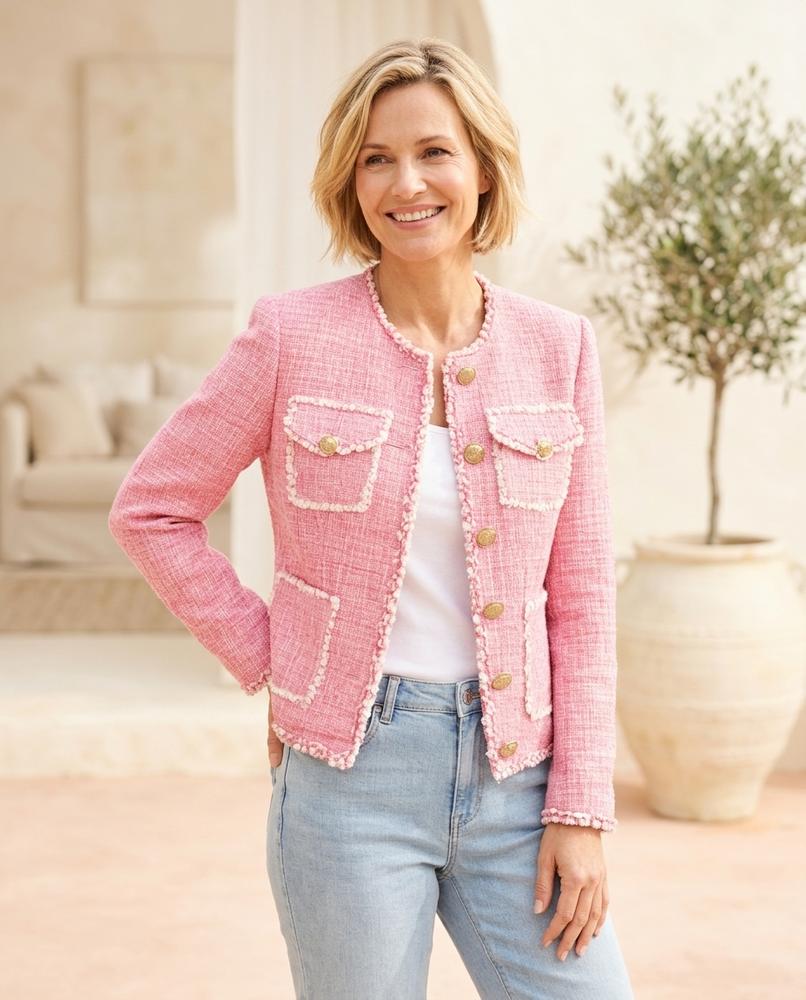 ExpressOutlet24 - Yawod | Tweed Collarless Jacket Women