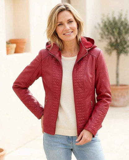 ExpressOutlet24 - Dalis | Hooded Quilted Leather Jacket Women
