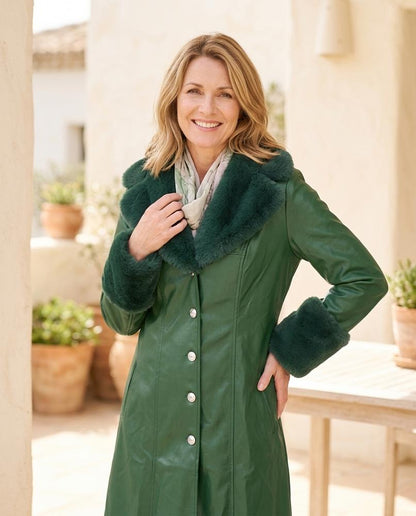 ExpressOutlet24 - Domer | Faux-Leather Fur-Trimmed Coat Women
