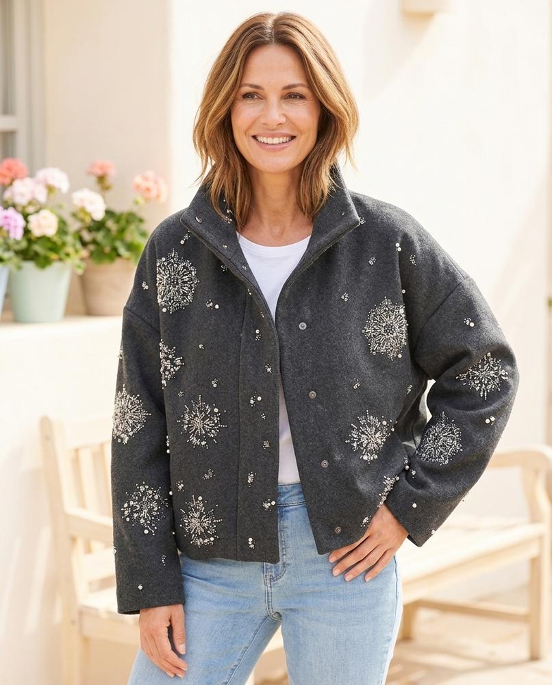 ExpressOutlet24 - Tatun | Embellished Stand-Collar Jacket Women