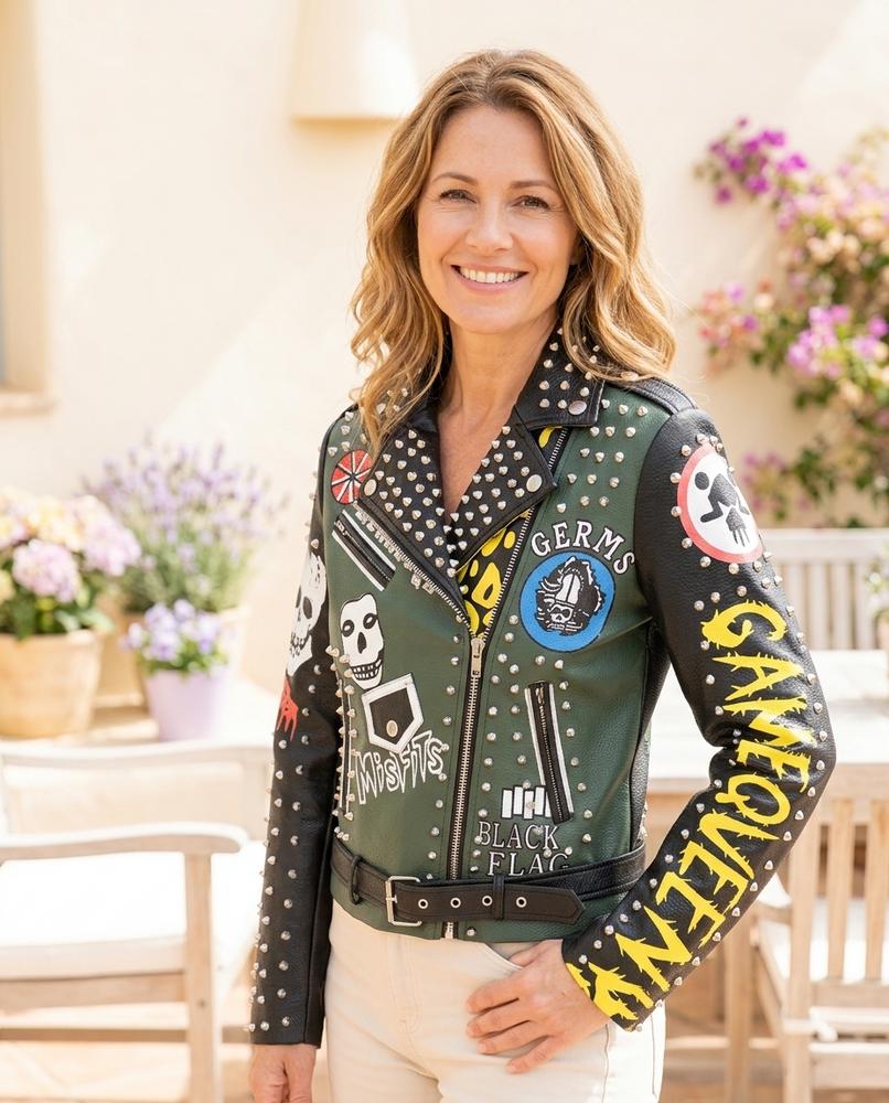 ExpressOutlet24 - Depes | Studded Asymmetrical Leather Jacket Women