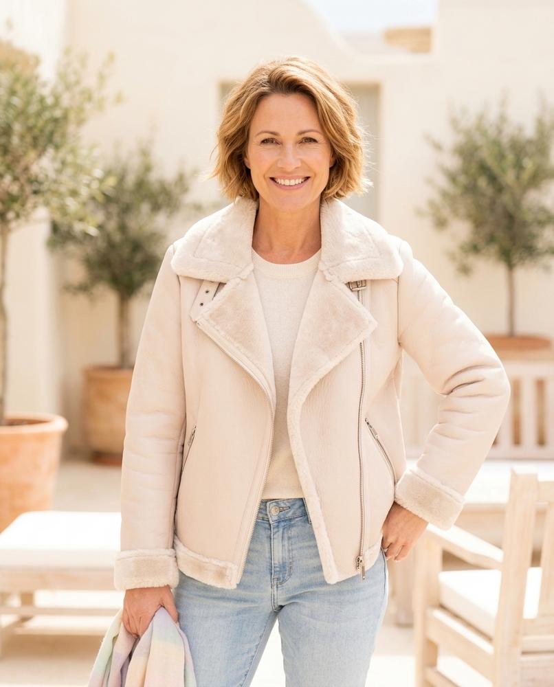 ExpressOutlet24 - Rovum | Shearling-Lined Asymmetrical Jacket Women