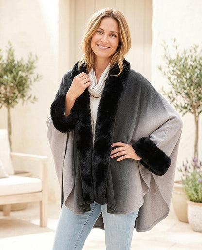 ExpressOutlet24 - Cados | Faux Fur-Trimmed Ombré Cardigan Women
