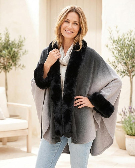 ExpressOutlet24 - Cados | Faux Fur-Trimmed Ombré Cardigan Women