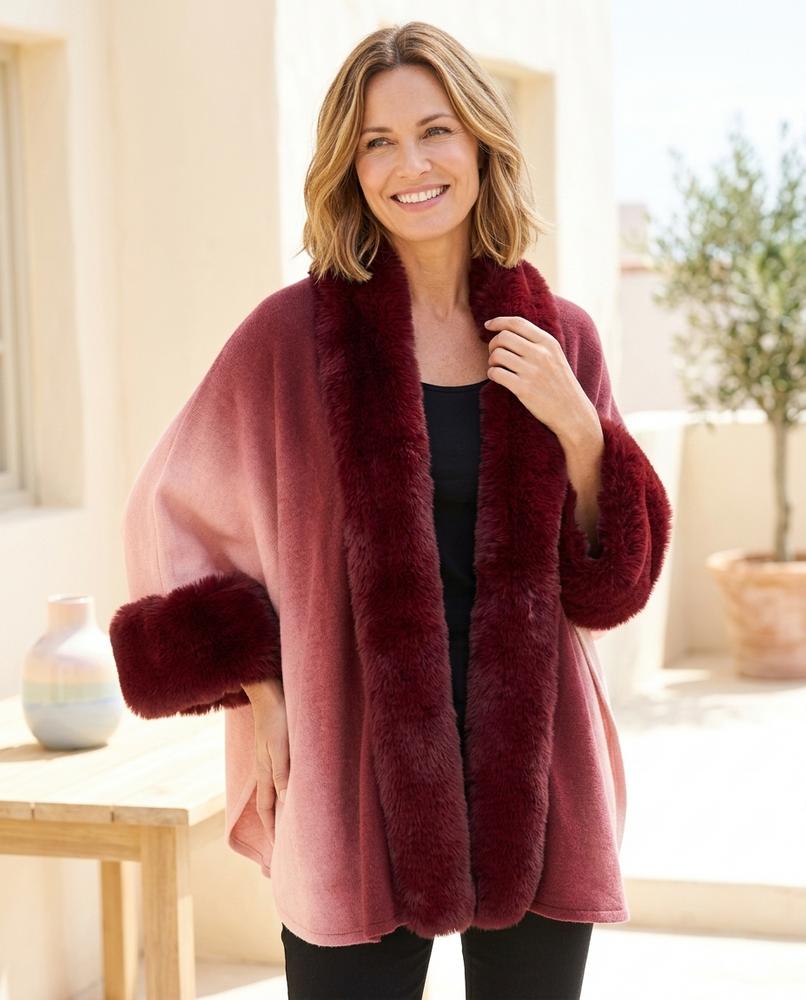 ExpressOutlet24 - Cados | Faux Fur-Trimmed Ombré Cardigan Women