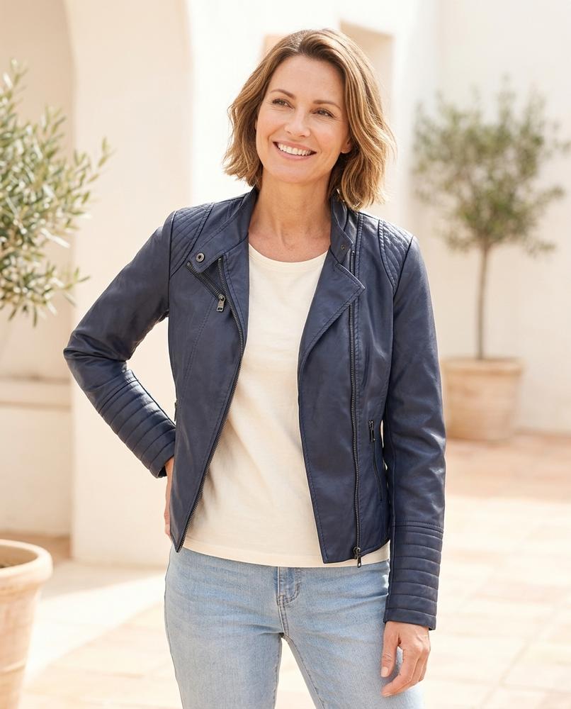ExpressOutlet24 - Mesin | Quilted Zipped Leather Jacket Women