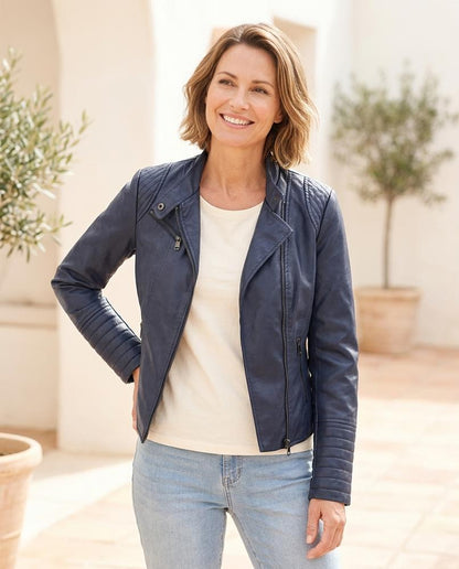 ExpressOutlet24 - Mesin | Quilted Zipped Leather Jacket Women