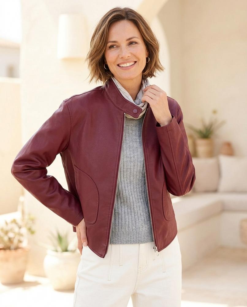 ExpressOutlet24 - Revan | Zip-Up Faux Leather Jacket Women