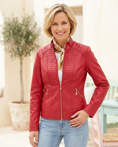 ExpressOutlet24 - Yokud | Quilted Tailored Leather Jacket Women