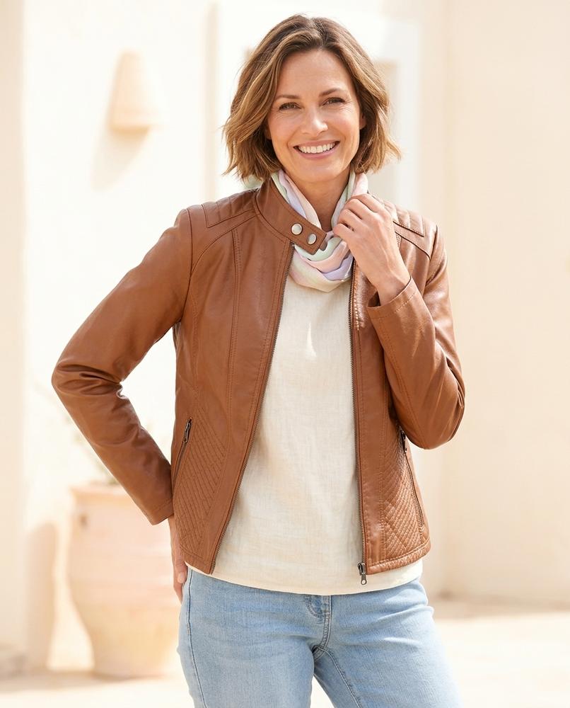 ExpressOutlet24 - Eaver | Quilted Fitted Leather Jacket Women