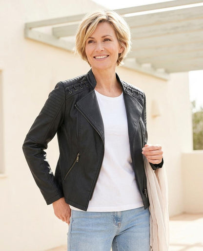 ExpressOutlet24 - Luzev | Asymmetrical Quilted Leather Jacket Women