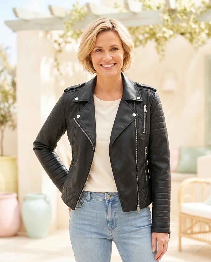 ExpressOutlet24 - Kivil | Asymmetrical Quilted Leather Jacket Women