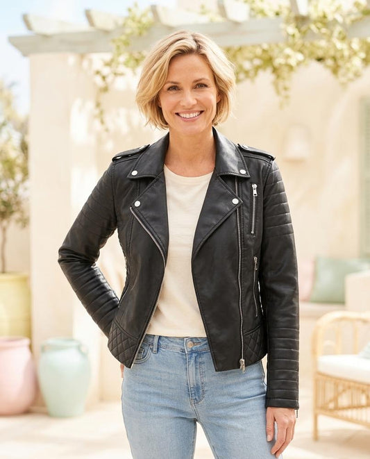 ExpressOutlet24 - Kivil | Asymmetrical Quilted Leather Jacket Women