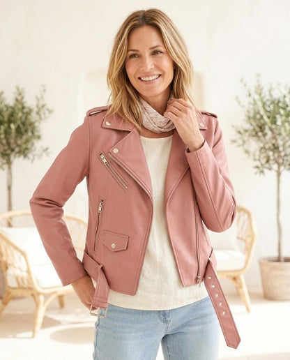 ExpressOutlet24 - Eomem | Asymmetrical Belted Leather Jacket Women