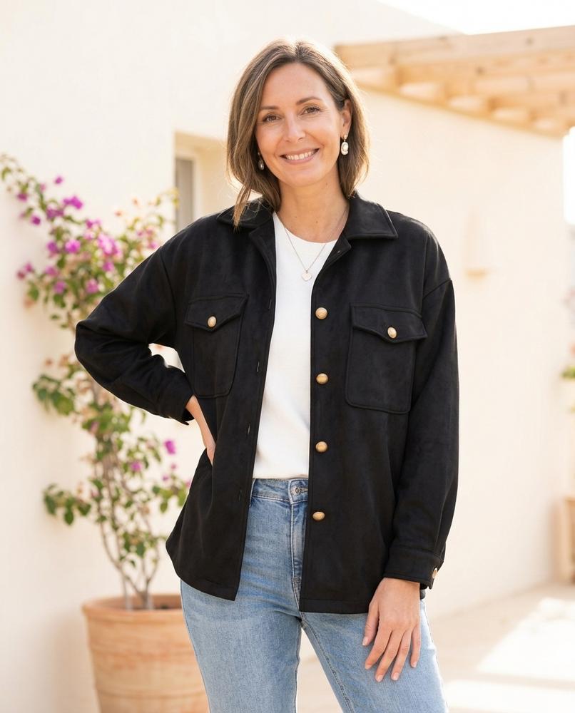 ExpressOutlet24 - Denid | Sueded Button-Up Jacket Women