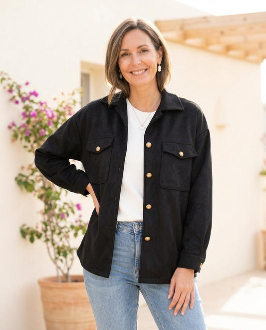 ExpressOutlet24 - Denid | Sueded Button-Up Jacket Women